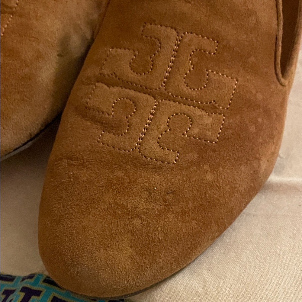 Tory Burch Brown Suede Loafers smoking slipper 9.5 rhum 200 - Picture 5 of 14